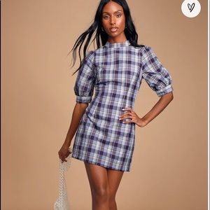 Lulu's Purple Plaid Mini Dress